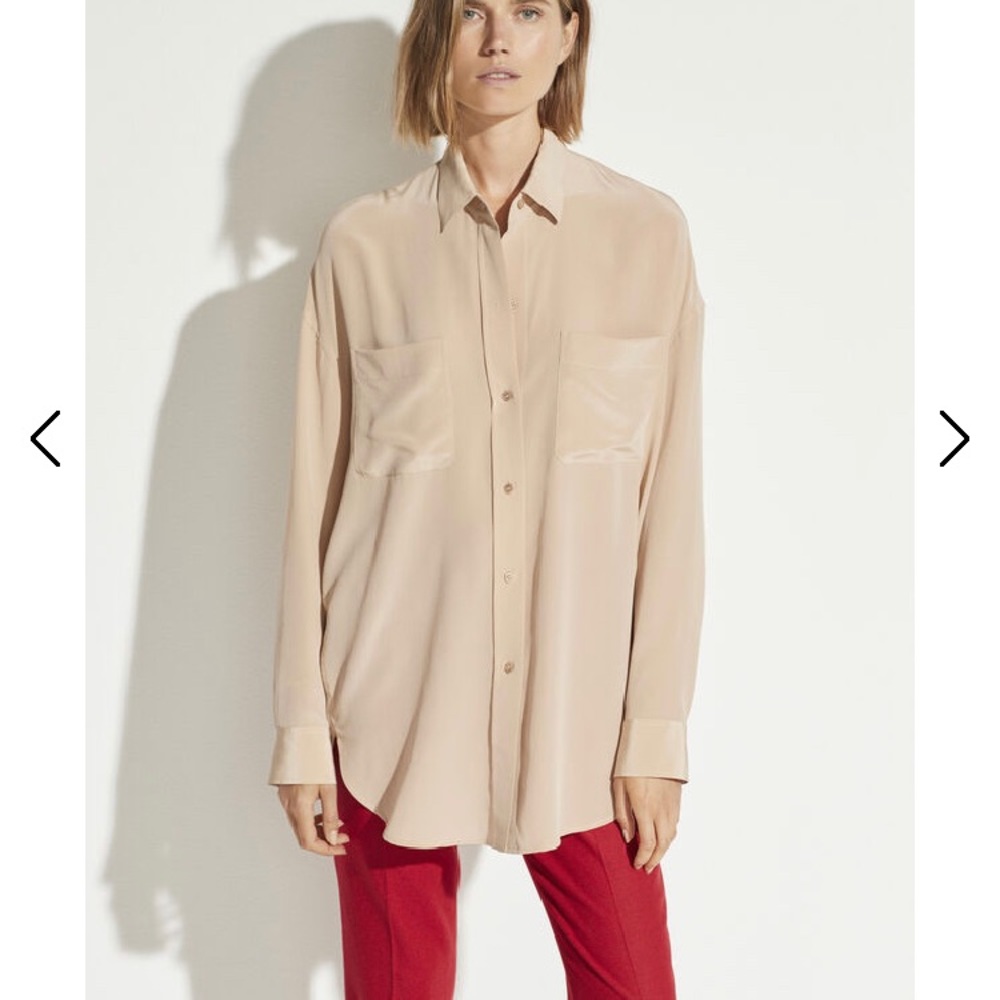 Vince Oversized Button Front Blouse silk